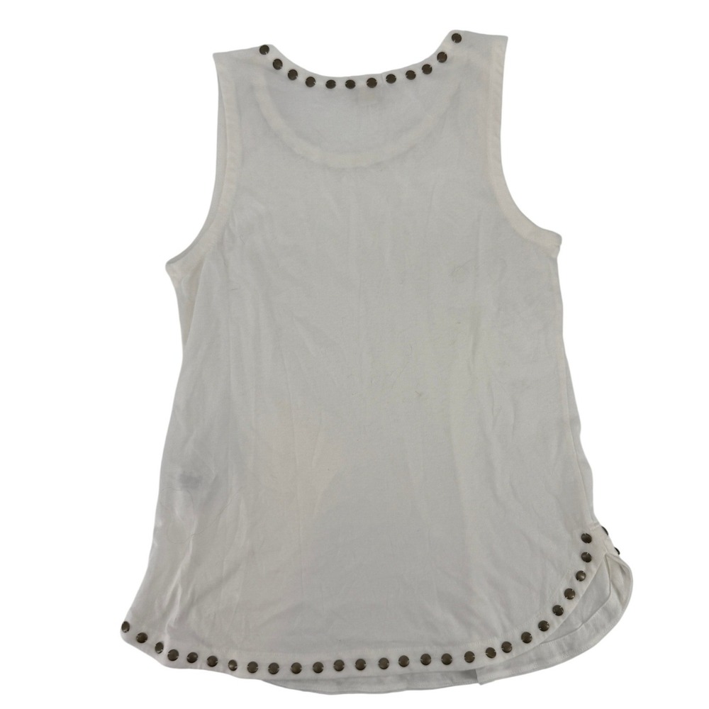 J.Crew White Studded Relaxed Scooped Neck Sleeveless Tank Top Bronze Studs XS